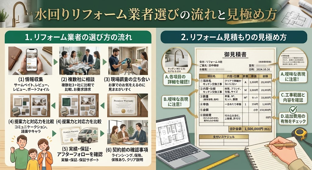 水回りリフォームの流れと業者選びの見極め方