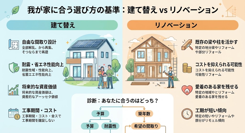 建て替えとリノベーション、我が家に合う選び方の基準