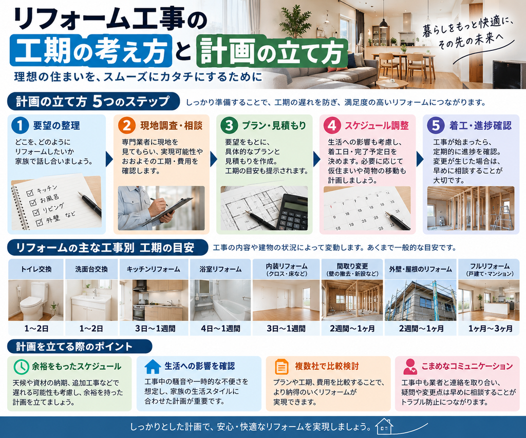 リフォーム工事の工期の考え方と計画の立て方