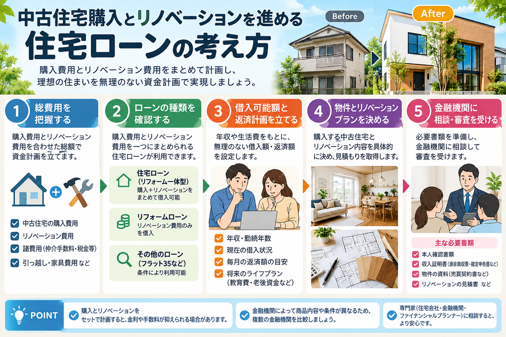 中古住宅購入とリノベーションを進める住宅ローンの考え方