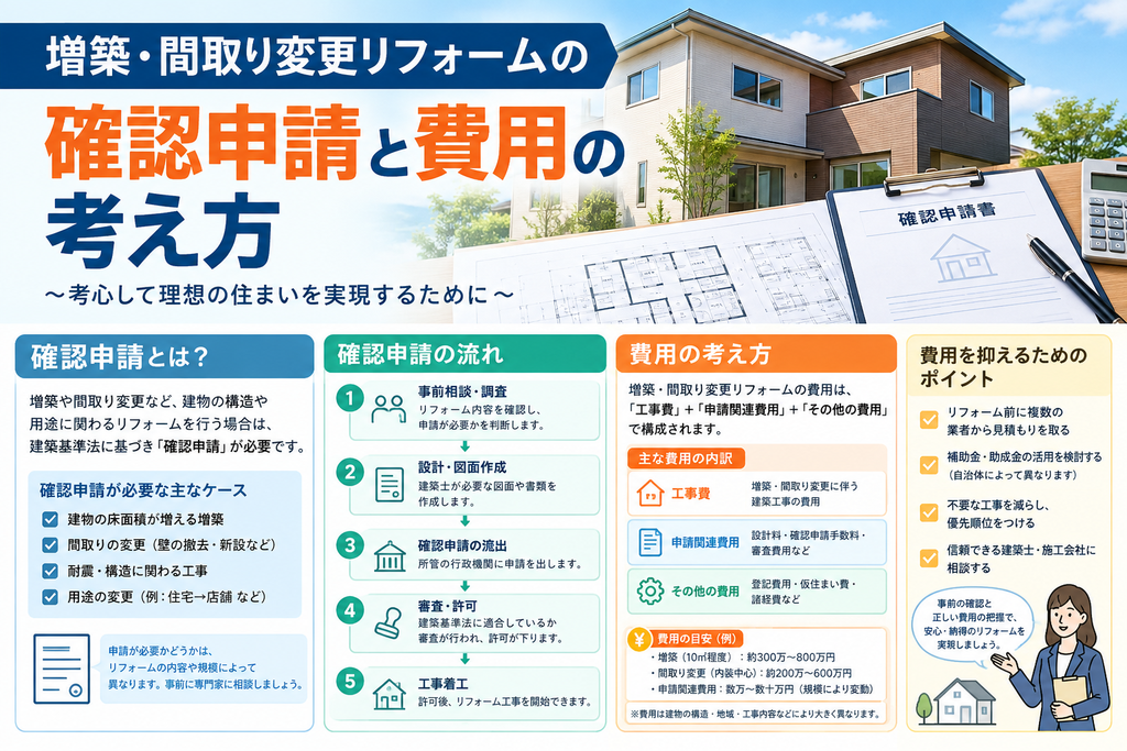 増築・間取り変更リフォームの確認申請と費用の考え方