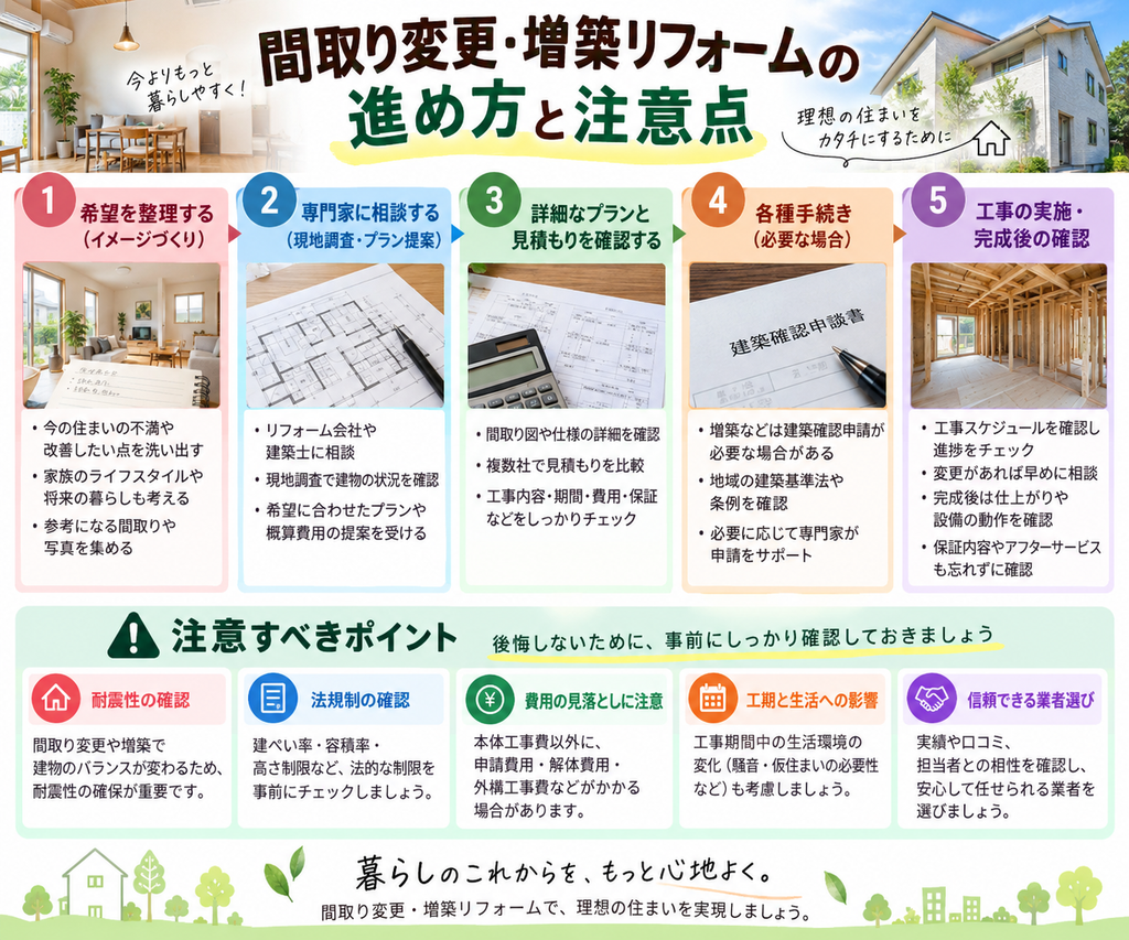 間取り変更・増築リフォームの進め方と注意点