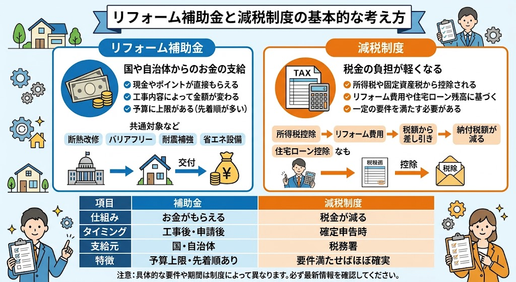 リフォーム補助金と減税制度の基本的な考え方