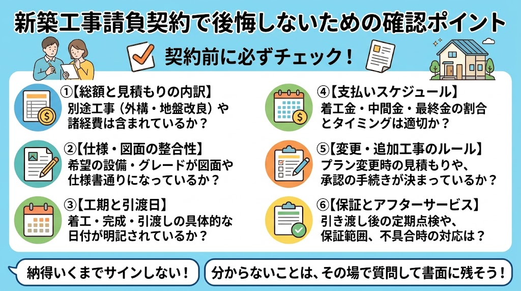 新築工事請負契約で後悔しないための確認ポイント