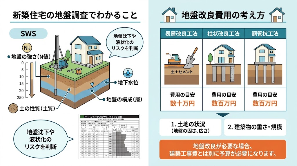 新築住宅の地盤調査でわかること、地盤改良費用の考え方